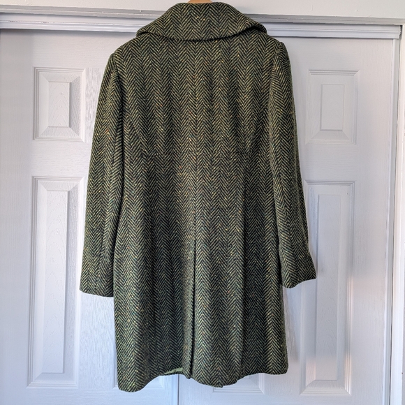 NWT Grace Elements Women's Green Herringbone Tweed Wool-blend coat Size 12 - Picture 4 of 16